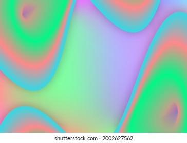 Liquid fluid. Vivid gradient mesh. Holographic 3d backdrop with modern trendy blend. Neon banner, wallpaper layout. Liquid fluid background with dynamic elements and shapes.