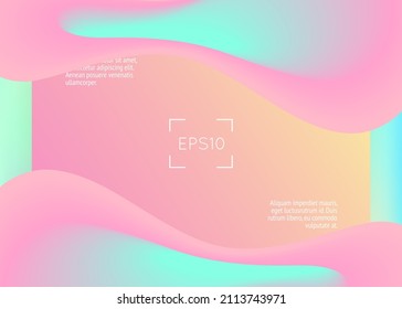 Liquid fluid. Vivid gradient mesh. Circle website, interface template. Holographic 3d backdrop with modern trendy blend. Liquid fluid with dynamic elements and shapes. Landing page.