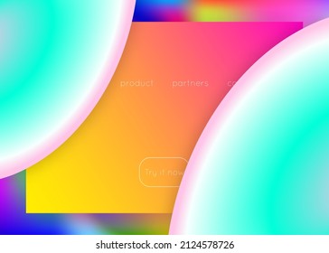 Liquid fluid. Vivid gradient mesh. Holographic 3d backdrop with modern trendy blend. Geometric ui, app frame. Liquid fluid with dynamic elements and shapes. Landing page.