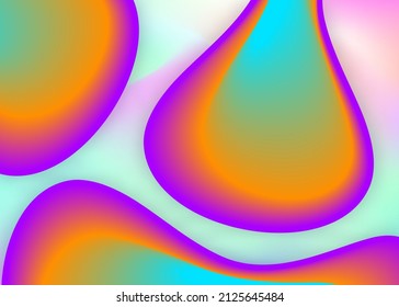 Flüssigkeiten. Lebhaftes Farbverlauf-Netz. Holografische 3D-Umgebung mit moderner Trendmischung. Rainbow Poster, Tapete Komposition. Flüssiger Hintergrund mit dynamischen Elementen und Formen.