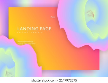 Liquid fluid. Vivid gradient mesh. Holographic 3d backdrop with modern trendy blend. Circle banner, screen layout. Liquid fluid with dynamic elements and shapes. Landing page.