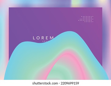 Liquid fluid. Vivid gradient mesh. Wavy screen, website layout. Holographic 3d backdrop with modern trendy blend. Liquid fluid with dynamic elements and shapes. Landing page.