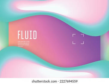 Liquid fluid. Vivid gradient mesh. Soft mobile, ui design. Holographic 3d backdrop with modern trendy blend. Liquid fluid with dynamic elements and shapes. Landing page.