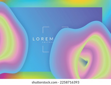 Liquid fluid. Vivid gradient mesh. Round app, screen composition. Holographic 3d backdrop with modern trendy blend. Liquid fluid with dynamic elements and shapes. Landing page.