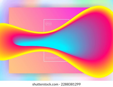Liquid fluid. Vivid gradient mesh. Holographic 3d backdrop with modern trendy blend. Minimalist banner, interface template. Liquid fluid with dynamic elements and shapes. Landing page.