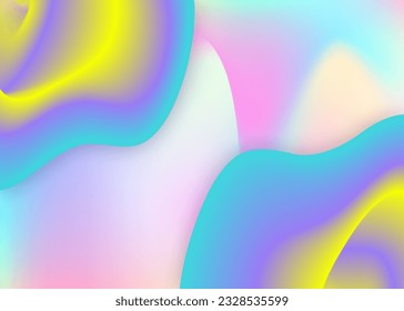 Liquid fluid. Vivid gradient mesh. Holographic 3d backdrop with modern trendy blend. Colorful presentation, certificate layout. Liquid fluid background with dynamic elements and shapes.