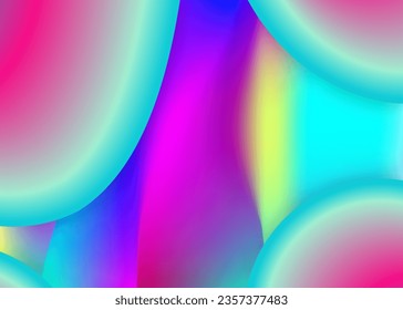 Líquido líquido. Malla gradiente vívida. Afiche vibrante, disposición en papel pintado. Fondo holográfico en 3d con moderna combinación de moda. Fondo líquido líquido con elementos dinámicos y formas.