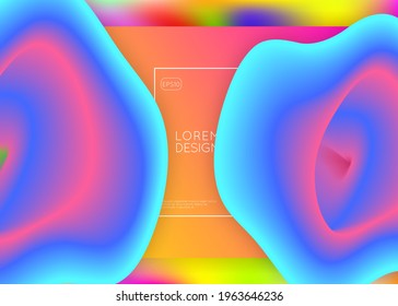 Flüssigkeiten. Wavy Banner, Website-Komposition. Lebhaftes Farbverlauf-Netz. Holografische 3D-Umgebung mit moderner Trendmischung. Flüssigkeitsflüssigkeit mit dynamischen Elementen und Formen. Landing Page.