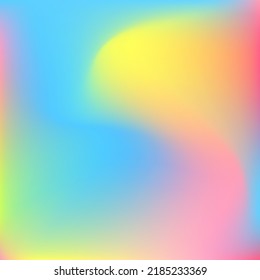 Liquid Fluid Wavy Color Dynamic Gradient Background. Light Multicolor Water Rainbow Purple Background. Pink Pastel Neon Curve Blue Swirl Gradient Mesh. Blurred Happy Yellow Green Blurry Texture.