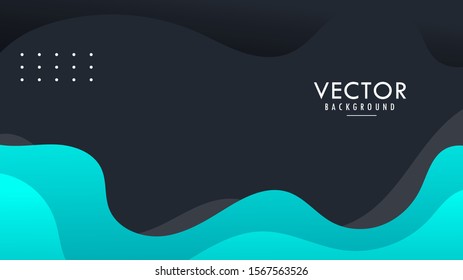 Liquid, Fluid, Wavy, Wave Abstract Background Wallpaper With Blank Space. Light Blue Cyan Black. EPS10 Design Vector Graphic