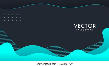 Liquid, Fluid, Wavy, Wave Abstract Background Wallpaper With Blank Space. Light Blue Cyan Black. EPS10 Design Vector Graphic