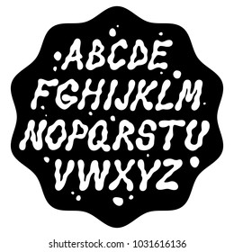 Liquid Font With Splashes. Vector Alphabet