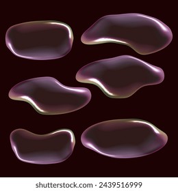 liquid form with holographic effect. on a dark background. soap bubble with reflection. vector