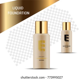 Liquid foundation bottles. Vector illustration.