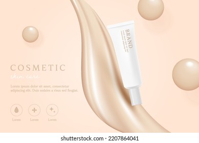 liquid foundation and cosmetics product ads template.