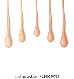 Liquid foundation drops isolated on white background. Vector elements of tone cream.
