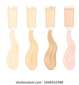 Liquid foundation follows from an open tube.