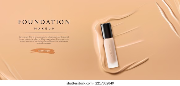 Plantilla de banner publicitario de maquillaje de Liquid Foundation