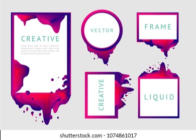 Liquid frames set isolated on white. Abstract design element with color fluid. Vibran color gradient.