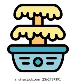 Liquid fruit icon outline vector. Fondue waterfall. Melt food color flat