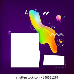 Liquid Futuristic Abstract Web Banner with Quote Text Fields. Acid Colorful Infographic Vector Illustration.