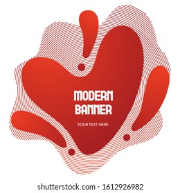  Liquid   geometric background for banner, card design on Valentines day. Gradient  bubble in the shape of a red heart. Fluid colorful abstract.