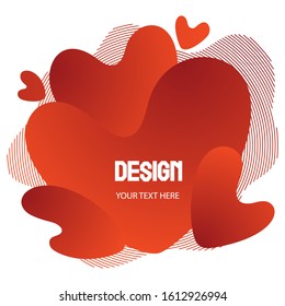 Liquid   geometric background for banner, card design on Valentines day. Gradient  bubble in the shape of a red heart. Fluid colorful abstract.