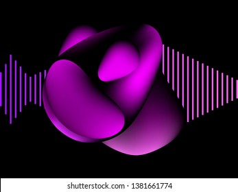 Liquid geometric shape isolated on black. Fluid gradient design. Modern trend background. Vector illustration