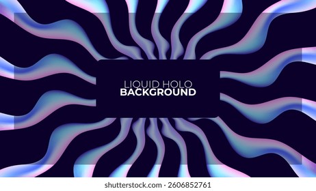 liquid geometric wave 3d vibrant holographic abstract background, blend of iridescent gradient colors trendy vector