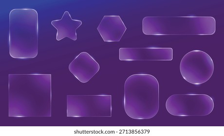 Elementos de diseño de vidrio líquido. Conjunto de Botones de vidrio transparente de Vector 