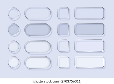 Vidrio líquido en diferentes Formas. Elemento de interfaz de usuario con efecto de desenfoque. Diseño web moderno. Vector