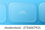 Liquid glass morphism vector background with soft rounded rectangle shapes. Minimalist UI elements with translucent frosted effect for modern web application and interface design.
