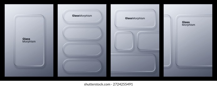 Conjunto de diseño de Vector de morfismo de vidrio líquido para Anuncio. Interfaz Abstractas UI UX de Elementos translúcidos. Plantilla ligera para gráficos modernos.