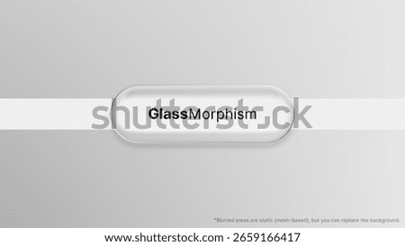 Liquid glass morphism vector design with GlassMorphism text. UI element for modern web and app interface.