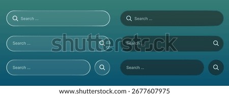 Liquid glass search bar with navigation buttons for social media ads