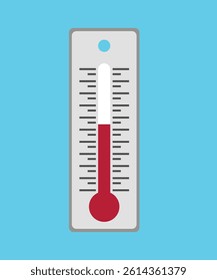 Liquid in glass thermometer in flat design. Vector illustration.
