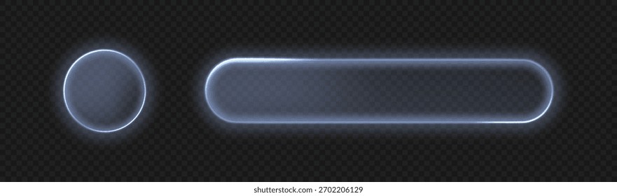 Botões de vetor de vidro líquido. Elemento de interface de usuário branco brilhante com efeito de desfoque. Web design moderno.