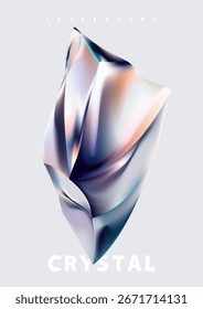 Liquid glass vector crystals. Abstract polygonal iridescent shapes in realistic design