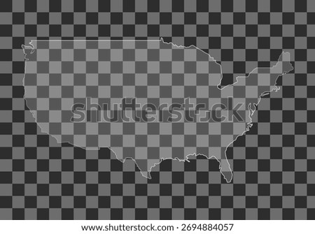 Liquid glossy glass effect map of the United States of America. Minimalist Modern UI element.