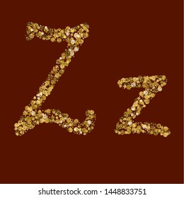 Liquid gold idea. Net latin alphabet. Handwritten, modern. Vector ABC. Latin calligraphy.
