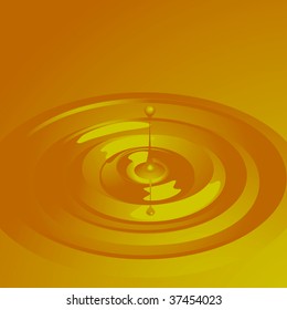 liquid gold puddle with ripples and splash