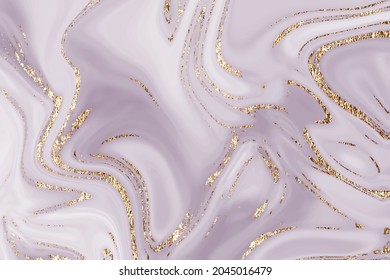 Liquid gold rose, violet marble canvas abstract painting background with gold splatter and stripes texture. Vector illustration