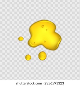 Liquid golden drops of water, honey or oil. Collagen cosmetic essence. Organic serum or argan bubbles. Falling gasoline yellow droplet.