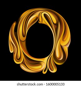 Liquid Golden Zero. Vector illustration for holiday decoration.
