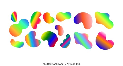 Formas orgânicas de blob abstrato de gradiente líquido com formas vetoriais suaves e bolhas de cores fluidas para pôsteres de marca criativa gráficos sociais e sistemas de identidade visual modernos