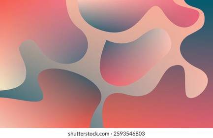 Liquid gradient background with flowing shapes in pastel pink and blue hues. Wavy abstract gradient background for presentation