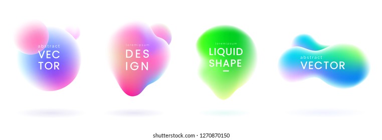 Liquid gradient blobs set. Abstract fluid shapes with chameleon effect. Colorful liquid badges. Decorative elements for your design. Vector eps 10.