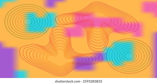 Liquid gradient color background design and Fluid composition, simple waves blur modern art background Abstract yellow blue color gradient