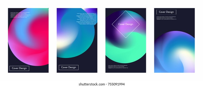 Liquid gradient color covers set. Fluid shapes composition. Futuristic design posters. Eps10 vector.