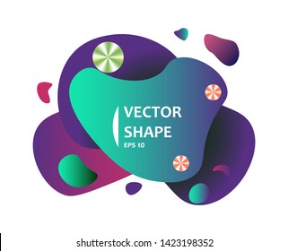 Liquid gradient color fluid shapes. Vector banner, badge, sticker, emblem,background design